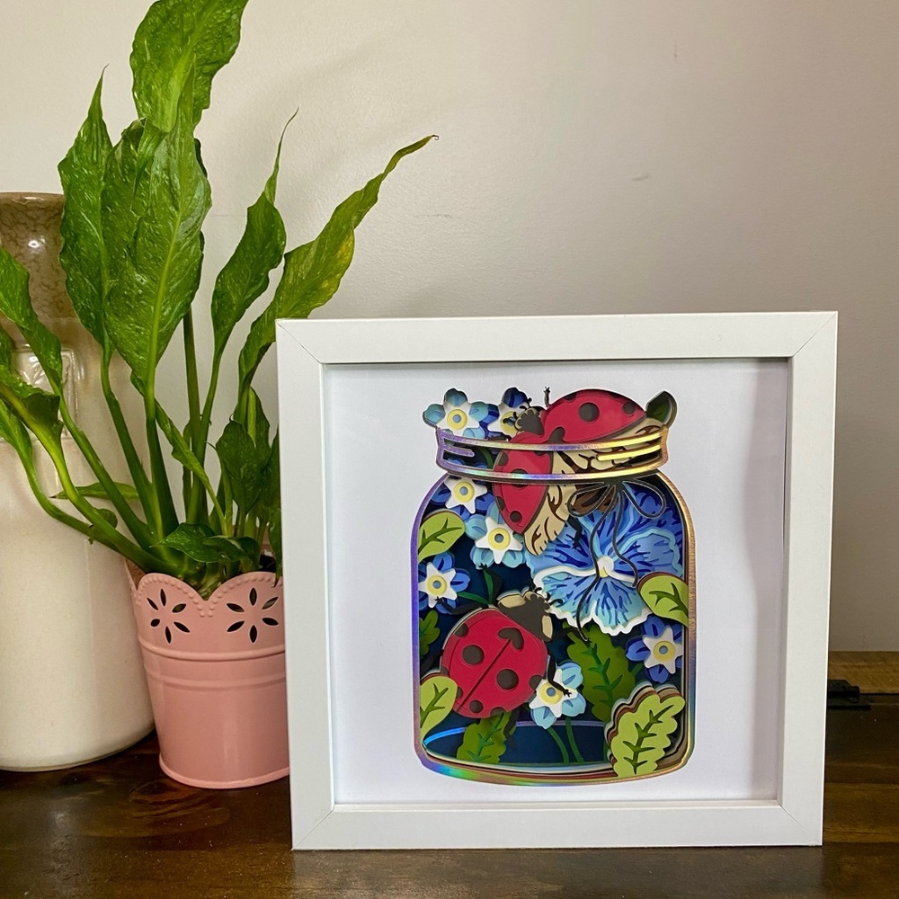 3D Ladybug Jar Shadowbox